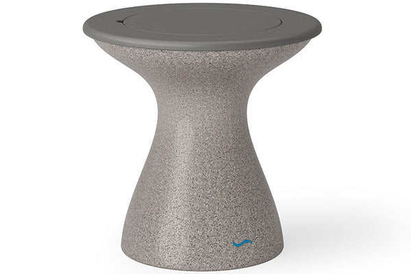 Sandstone Autograph Tall Ice Bin Side Table with a gray round top and sculptural base on a plain white background.