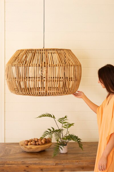Large Round Bamboo Pendant Light