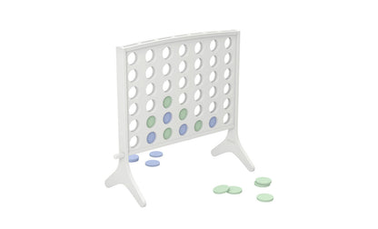 White Four in a Row game with green and blue circular pieces.