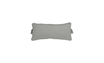 Outdoor headrest pillow with light gray woven print and side straps on a light background.