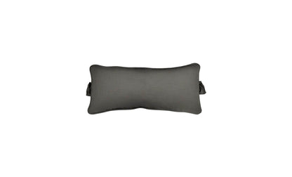 Dark gray outdoor headrest pillow with side straps, centered on a light gray background.