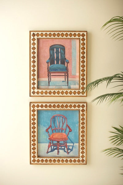 Set of 2 Fframed Chair Paintings