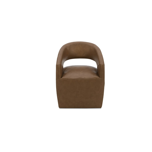 Barrow Rolling Dining Chair - Tan Leather