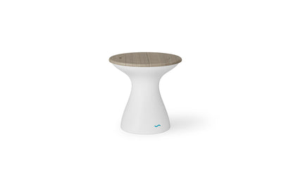 Ledge Lounger Autograph Tall Ice Bin Side Table with Wheat lid and White base.