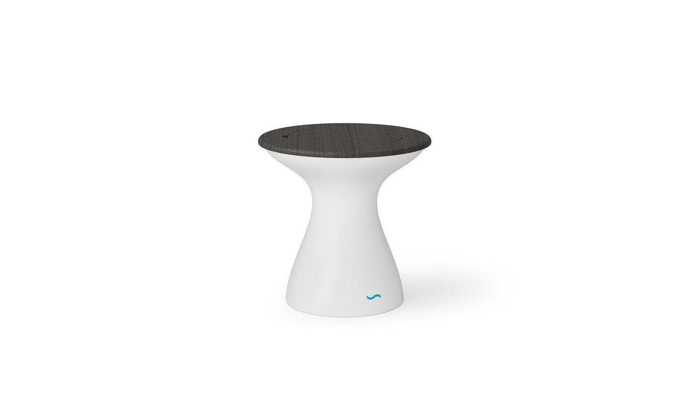 Ledge Lounger Autograph Tall Ice Bin Side Table with Fog lid and White base.