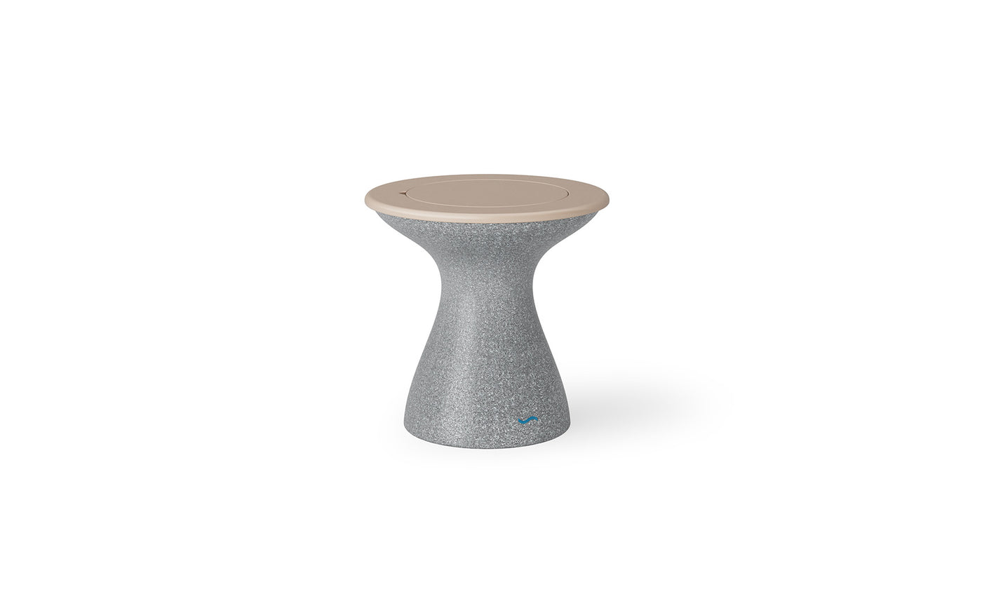 Ledge Lounger Autograph Tall Ice Bin Side Table with Cloud lid and Granite Gray base.