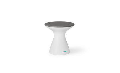 Ledge Lounger Autograph Tall Ice Bin Side Table with Gray lid and White base.