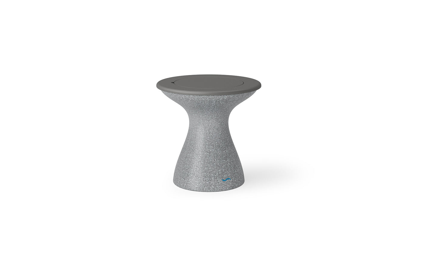 Ledge Lounger Autograph Tall Ice Bin Side Table with Gray lid and Granite Gray base.