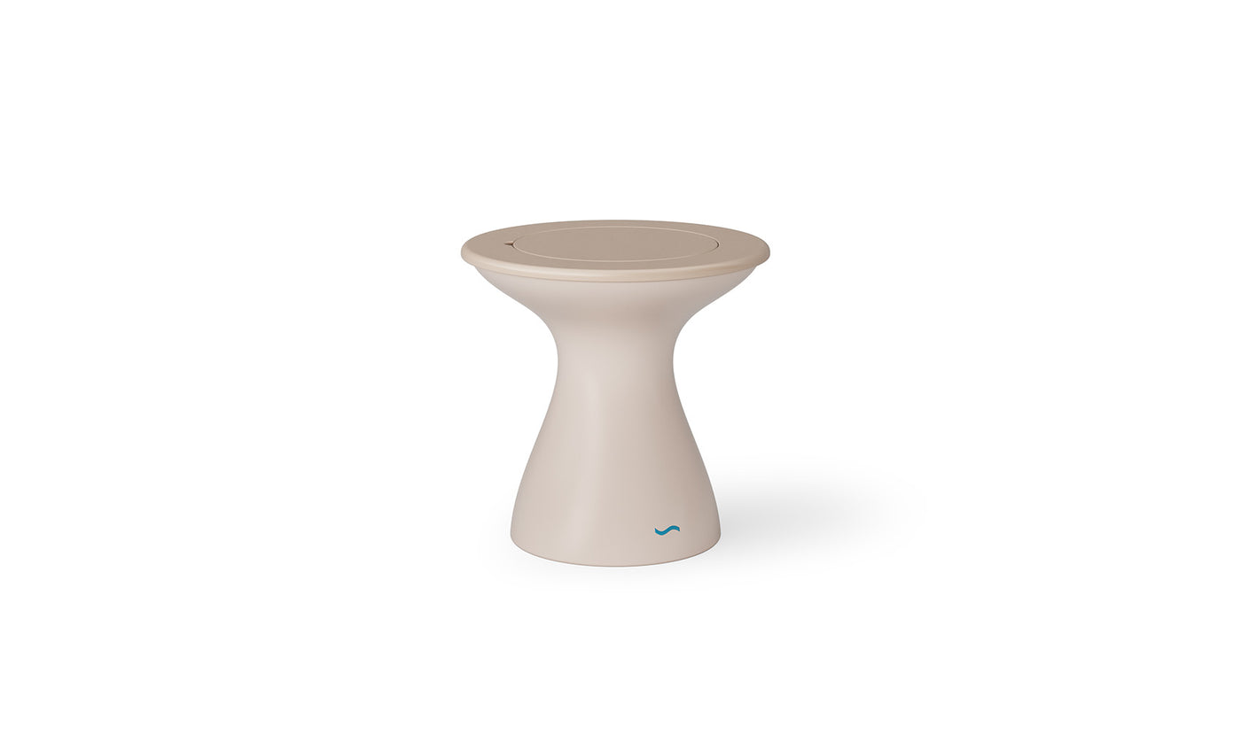 Ledge Lounger Autograph Tall Ice Bin Side Table with Cloud lid and Cloud base.