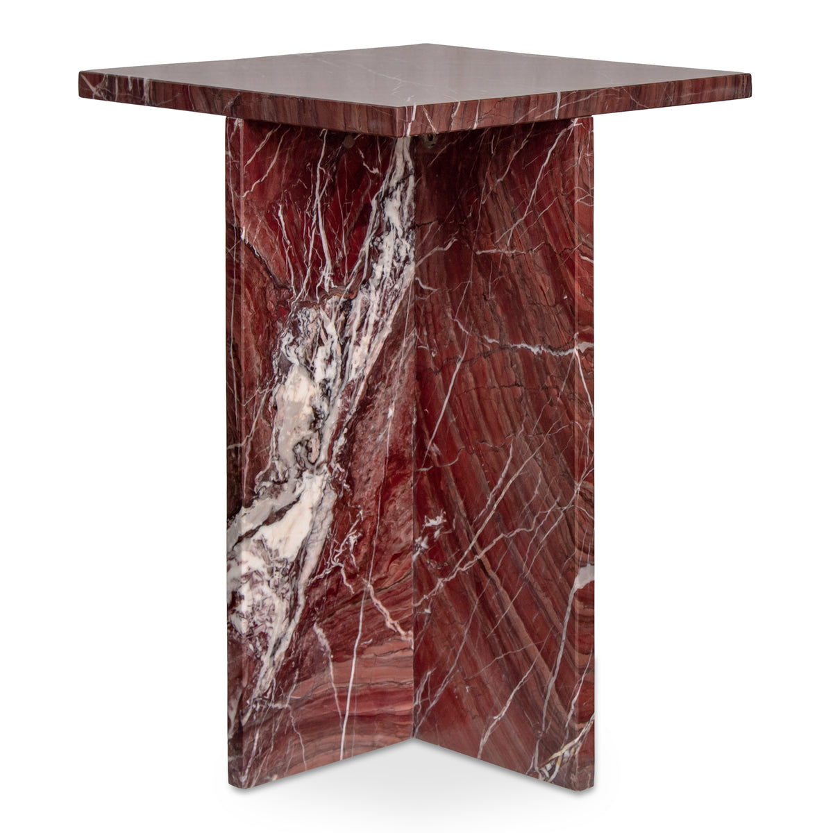 Blair Accent Table - Rosso Levanto Marble