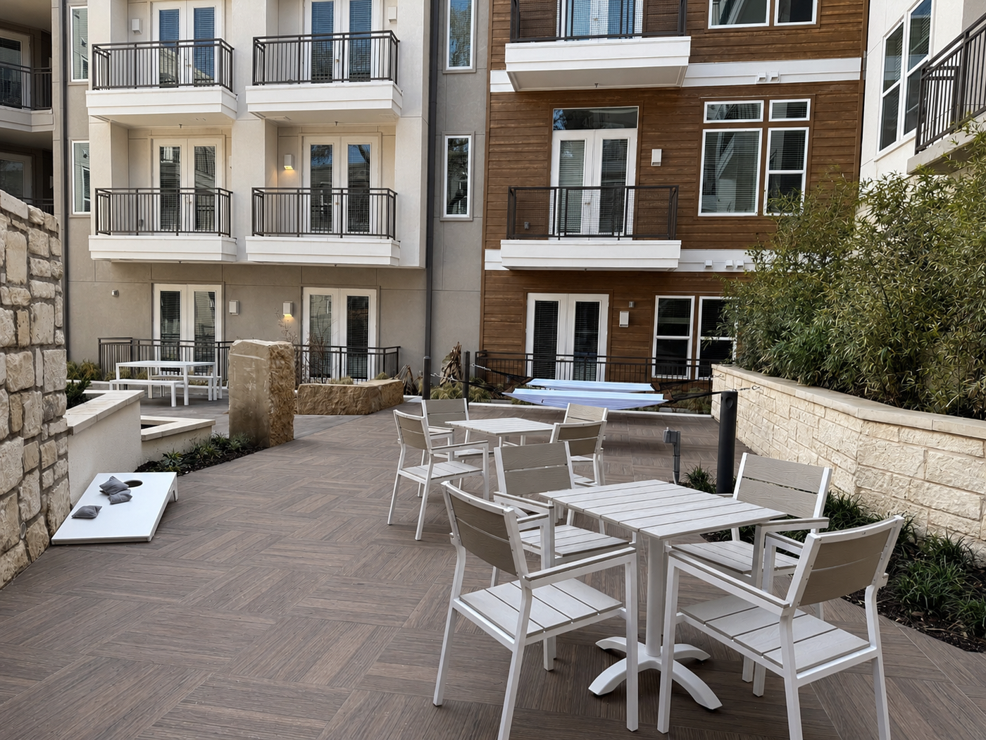 Mercury Hall Level 0 amenity area with curated decor in Austin TX