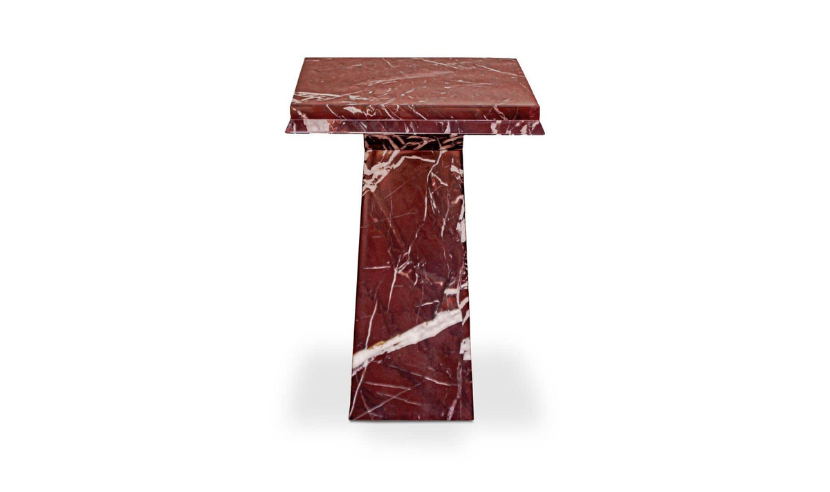 Nella Side Table Rosso Levante Marble